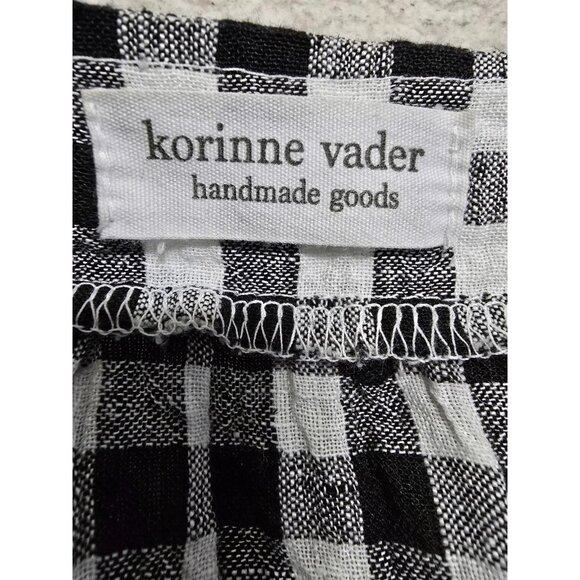 Korinne Vader Womens Black White Gingham Square Neck Linen Blouse Size M - Picture 6 of 9
